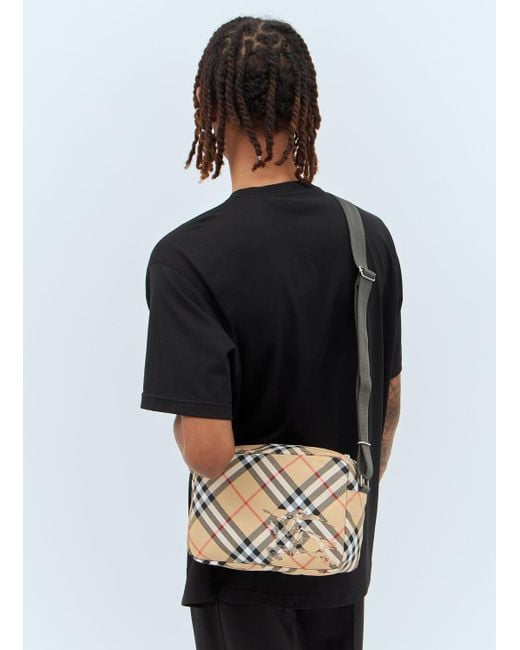 Burberry Check Crossbody Bag in Black for Men Lyst
