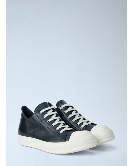 Rick Owens Blue Leather Low-Top Sneakers for men