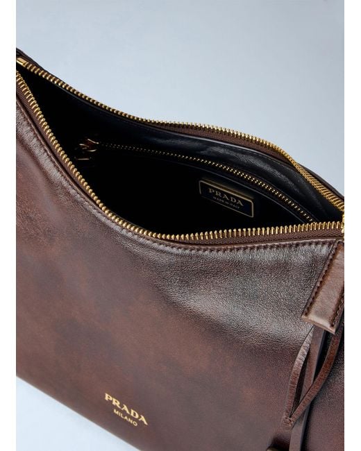 Prada Brown Aimée Medium Leather Shoulder Bag