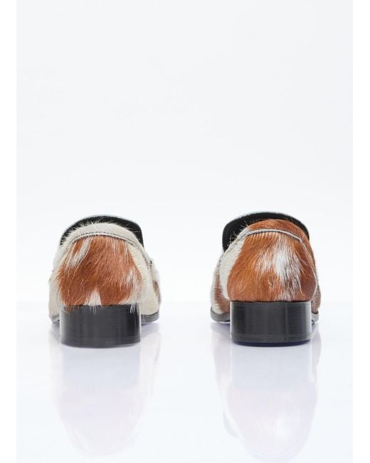 Acne White Hairy Leather Loafers