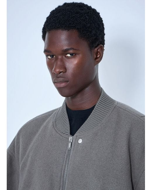 Rick Owens Gray Zip-Up Bomber Jacket for men
