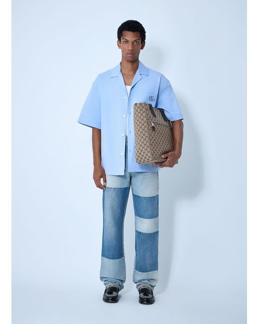 Gucci Blue Contrast Panel Jeans for men