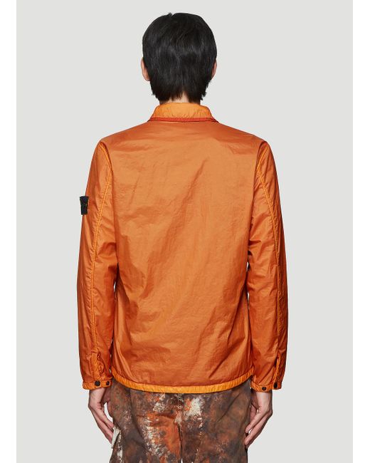 Stone Island Synthetic Lamy Flock Overshirt Jacket In Orange for Men - Lyst