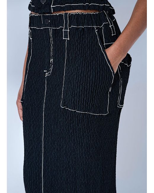 Issey Miyake Blue Wavelet Ensemble Midi Skirt