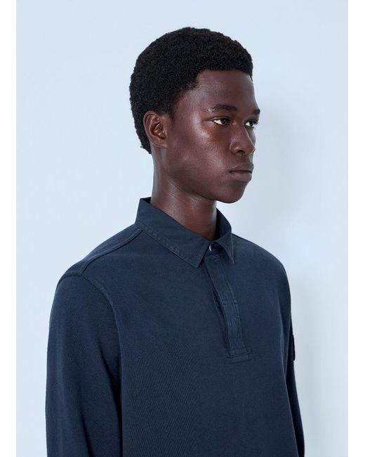 Stone Island Blue Long Sleeve Polo Shirt for men