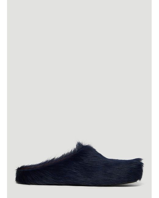 Marni Blue Calf Hair Fussbett Mules for men