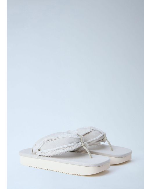 Rick Owens Blue Drkshdw Frayed Edge Thong Sandals for men