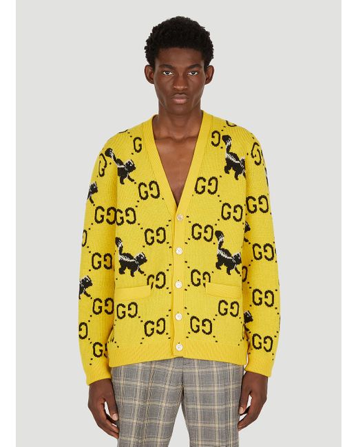 Gucci Yellow GG Skunk Cardigan for men