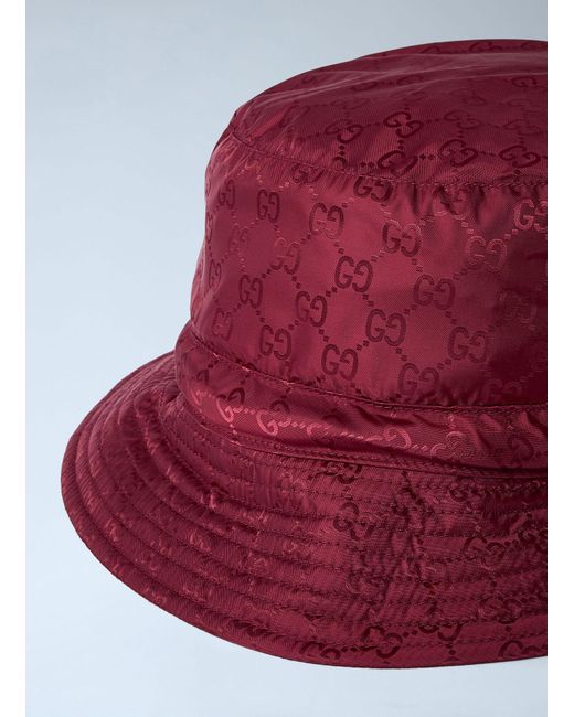 Gucci Red Logo Motif Bucket Hat