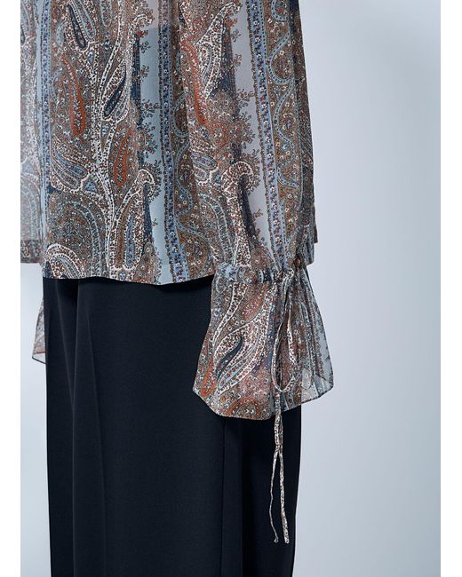 Saint Laurent Blue Paisley Silk Georgette Blouse