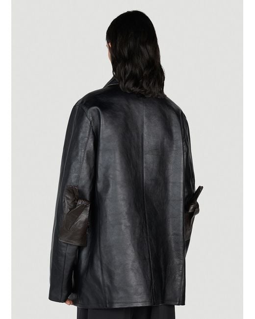 Raf Simons Gray Leather Car Jacket for men