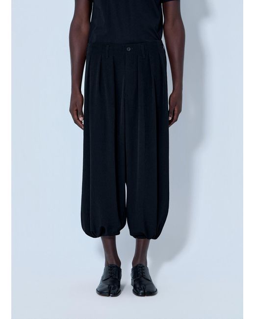 Yohji Yamamoto Blue Pleated Drop-Crotch Trousers for men