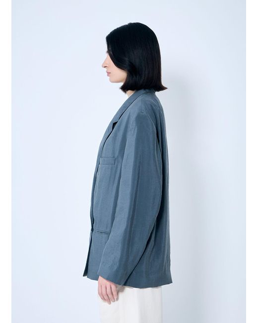 Lemaire Blue Soft Tailored Double-Breasted Blazer