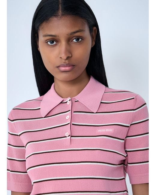 Miu Miu Red Striped Polo Shirt