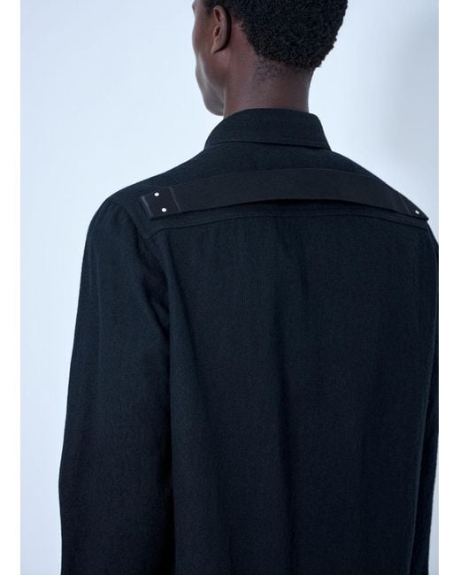 Rick Owens Blue Wool Blend Overshirt for men