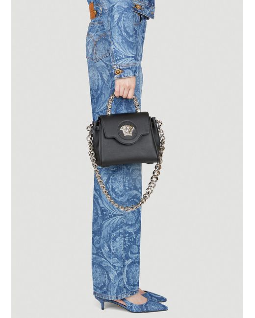 Versace Blue La Medusa Small Handbag