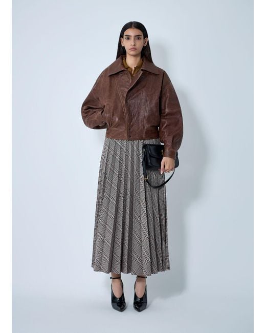 Saint Laurent Brown Leather Bomber Jacket