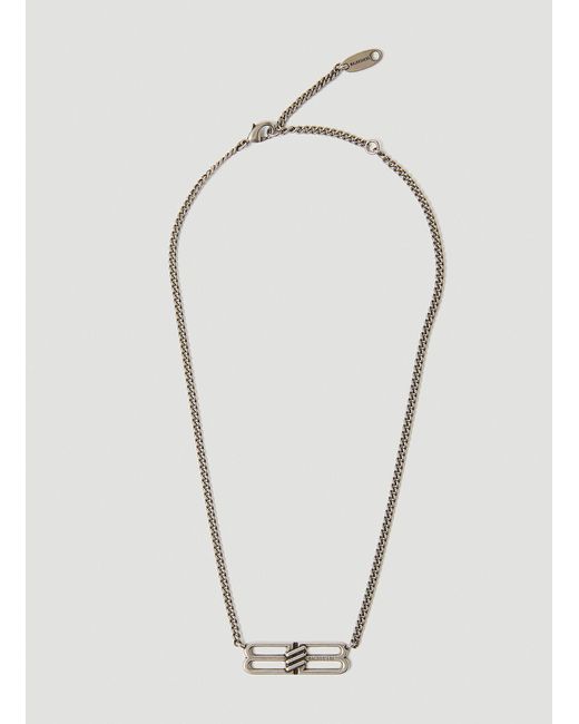 Balenciaga License Bb Logo Stud Necklace in Silver (Metallic) for Men
