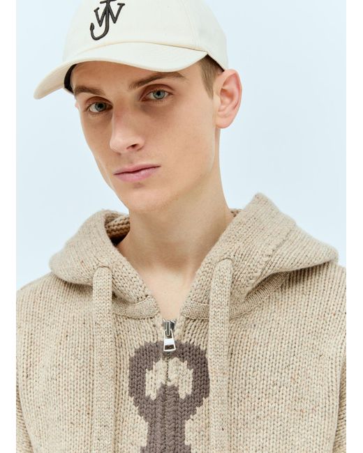 J.W. Anderson Natural Anchor Zipped Hooded Cardigan for men