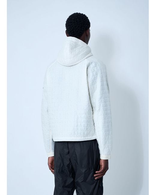 Stone Island White Padded Logo Motif Hooded Jacket for men