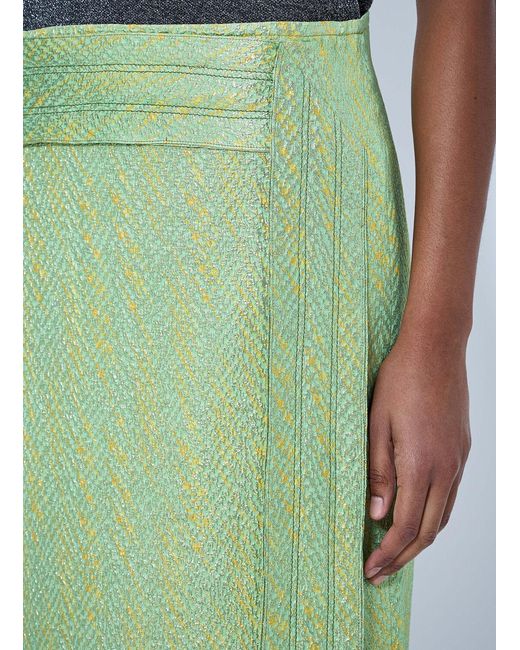 Marni Green Wrap-Effect Midi Skirt