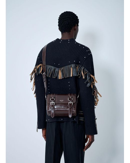 Prada Blue Leather Explore Crossbody Bag for men