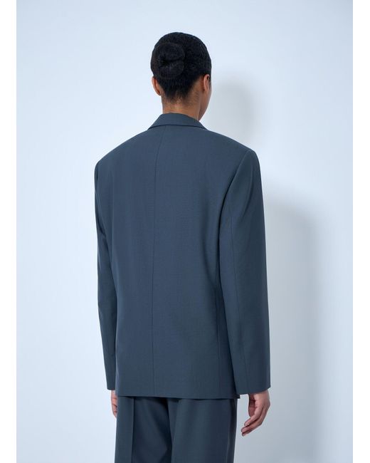 Lemaire Blue Double-Breasted Wool Suit Blazer