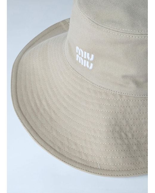 Miu Miu White Denim Bucket Hat