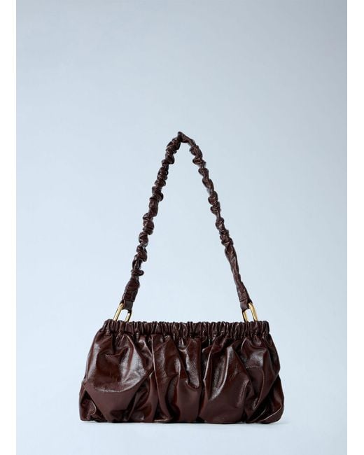 Marni White Ruched Leather Shoulder Bag