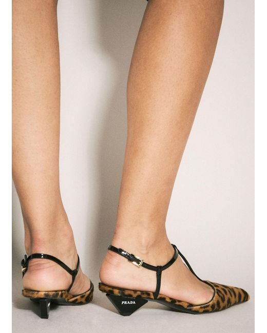 Prada Leopard Print Slingback Kitten Heels in Natural Lyst UK