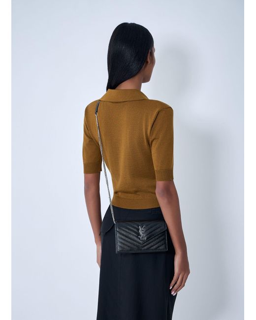 Saint Laurent Blue Cassandre Envelop Chain Wallet