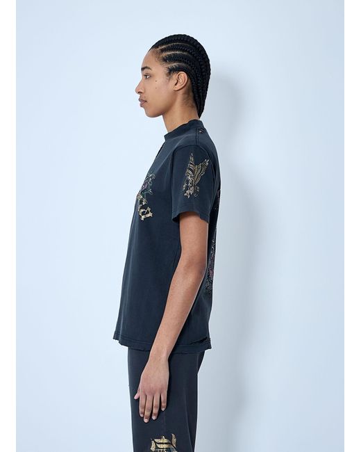 Balenciaga Blue Tacky Tattoo Logo Motif T-Shirt