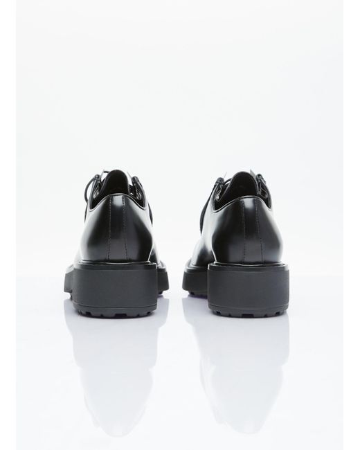 Prada Black Brushed Leather Lace-up Shoes