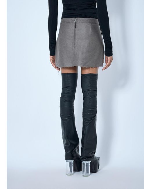 Rick Owens Gray Fog Cutoff Mini Skirt