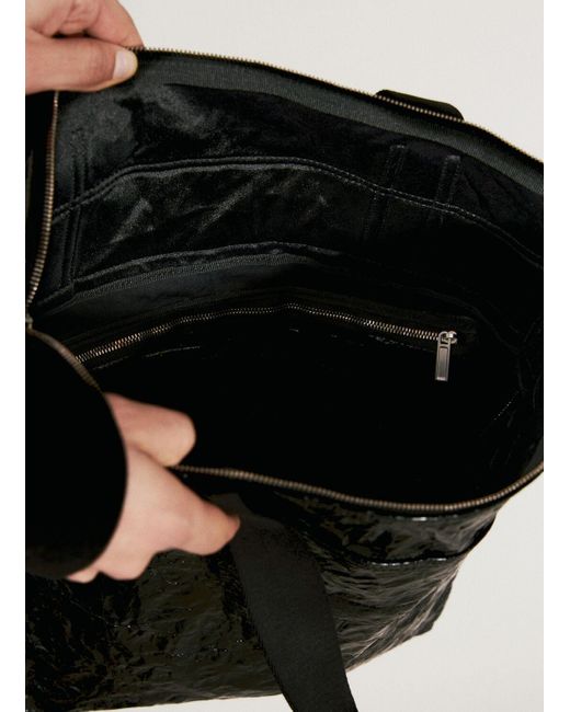 Rick Owens Black Crinkled Tote Bag for men