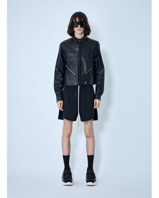 Rick Owens Blue Studded Leather Jacket for men