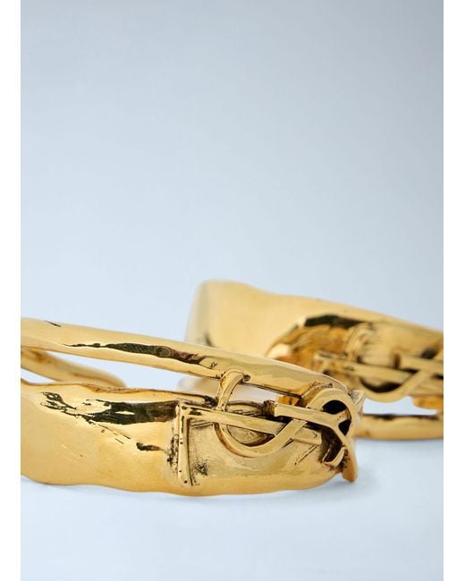 Saint Laurent Metallic Sculpted Hoop Earrings