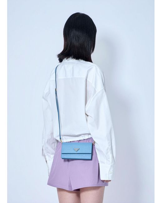 Prada Blue Saffiano Leather Mini Bag