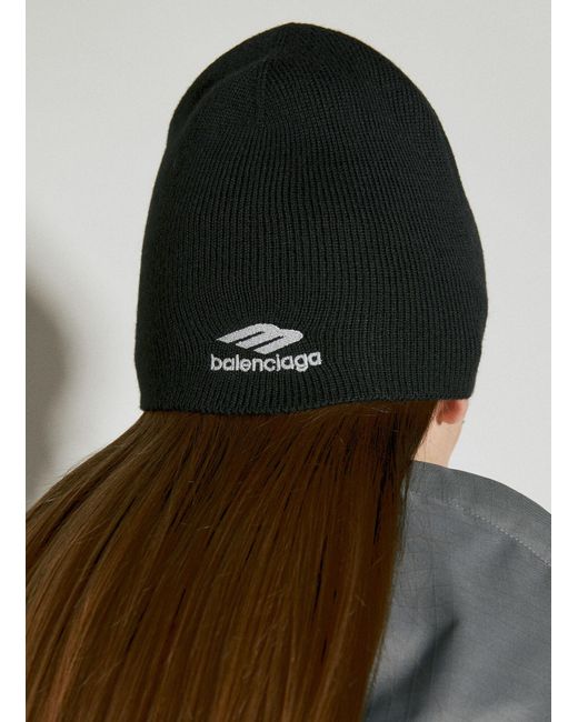 Balenciaga Black 3b Sports Icon Goggle Beanie Hat for men