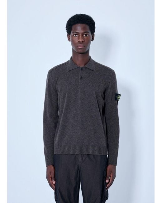 Stone Island Blue Long Sleeve Polo for men