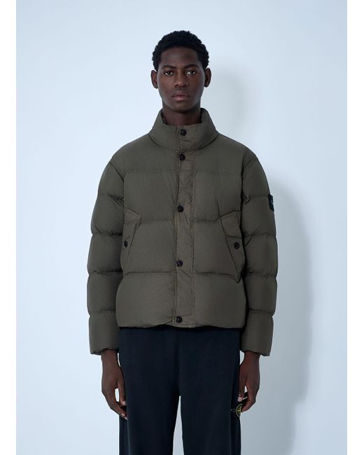 Stone Island Gray Crinkles Reps Ny Bomber Jacket for men