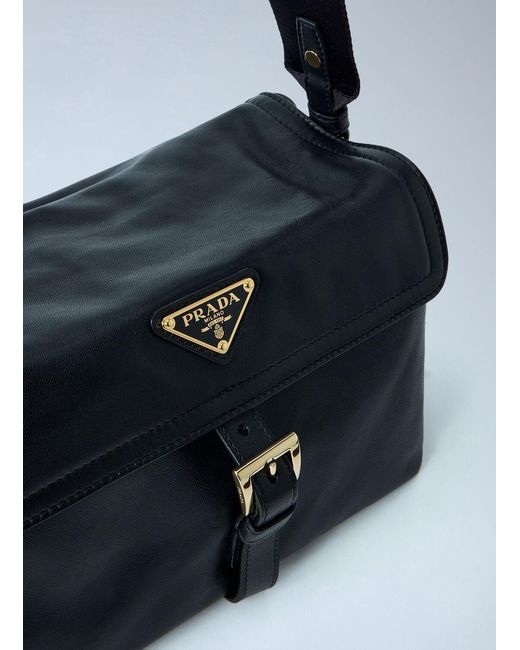 Prada Blue Explore Medium Shoulder Bag With Flap