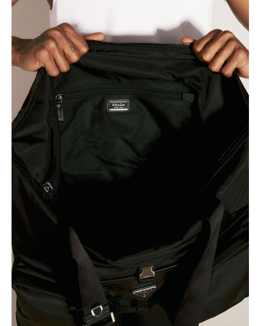Prada Black Re-nylon And Leather Travel Bag for men