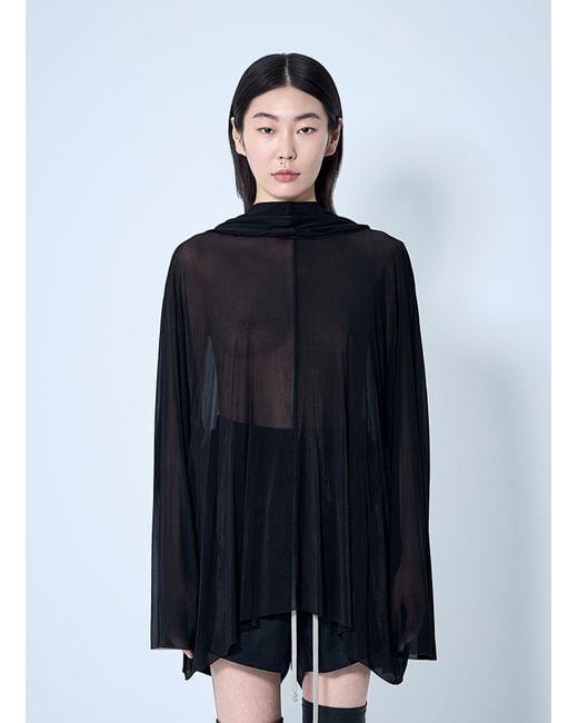 Rick Owens Blue Hooded Tunic Top