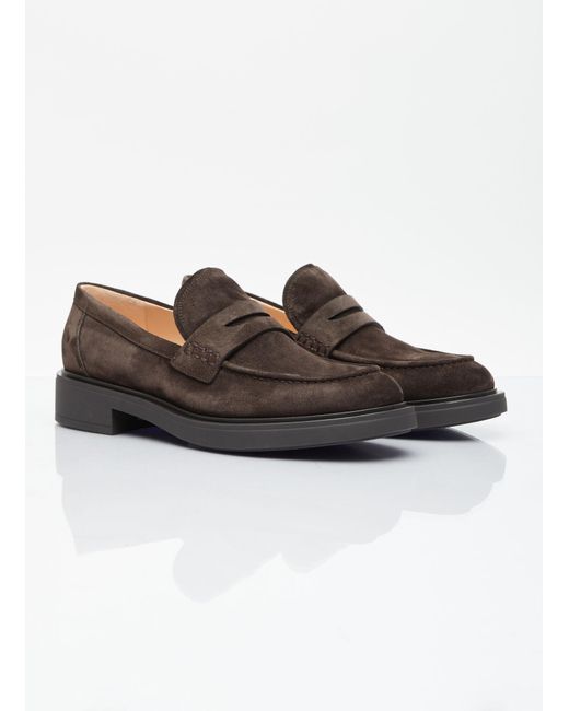 Gianvito Rossi Brown Harris Suede Loafers