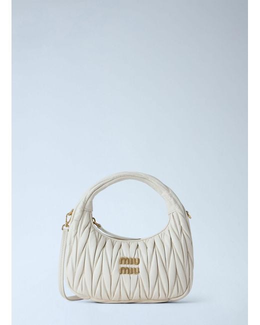 Miu Miu Blue Small Wander Matelassé Hobo Bag