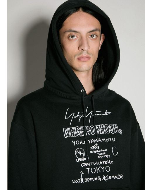 Yohji Yamamoto Black Neighborhood Hooded Sweatshirt for men