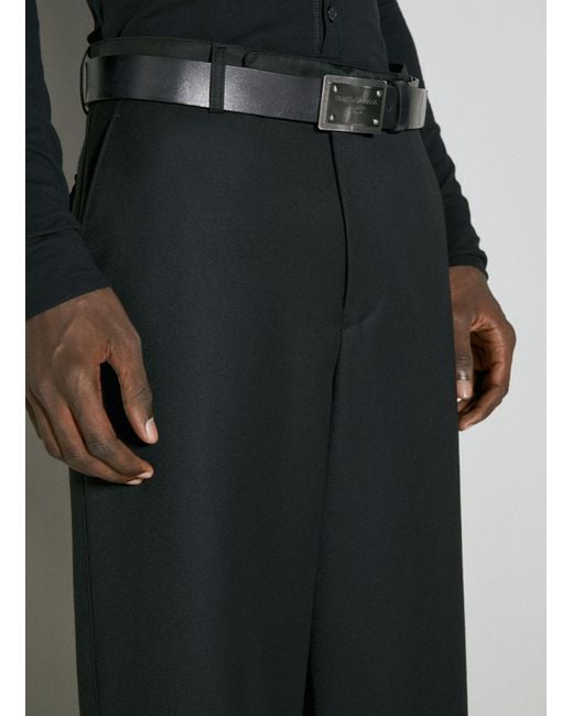 Dolce & Gabbana Black Logo Plaque Leather Belt for men