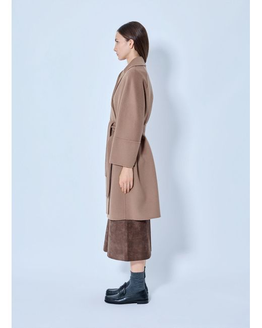 Max Mara Blue Belted Wool-blend Coat