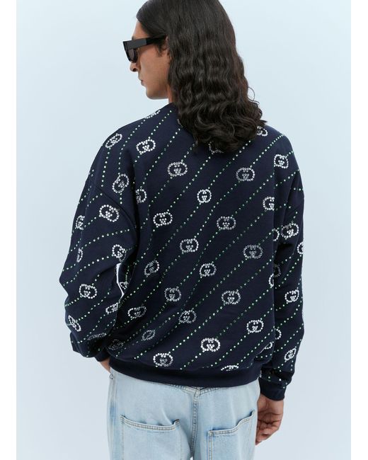 Gucci Blue Crystal Logo Sweatshirt for men